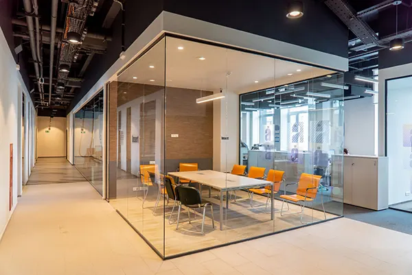 Toughened glass conference room partition project in Koramangala Bengaluru
